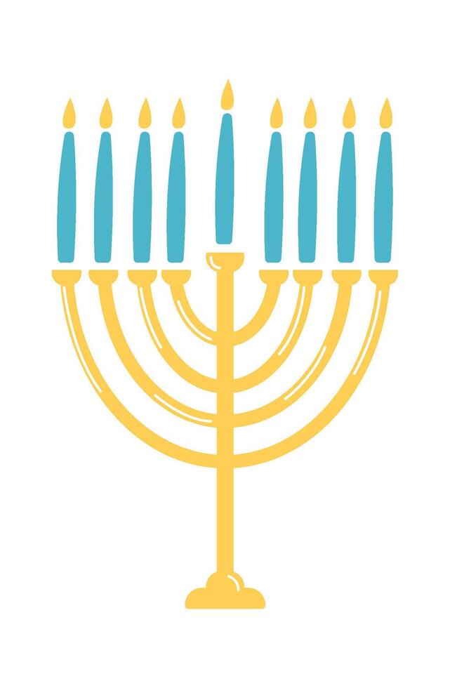 Jewish menorah flat icon Hanukkah Symbol of jewish holiday vector