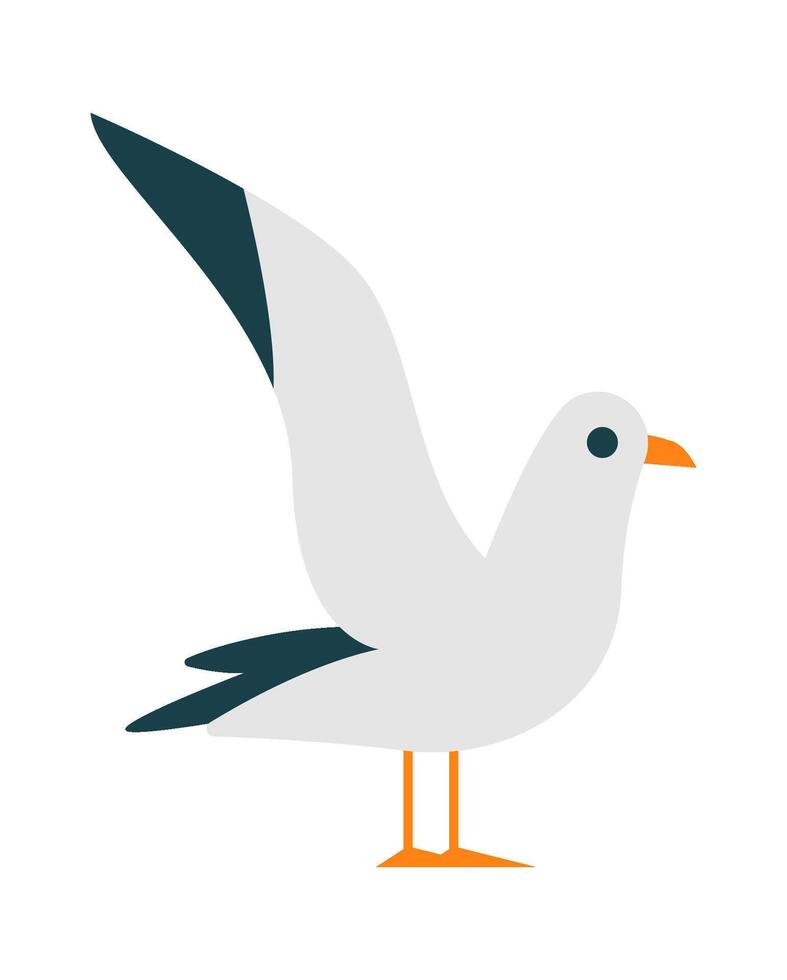 Seagull bird fly flat icon Freedom Open wings Flat Illustration Hand Drawn Icon vector