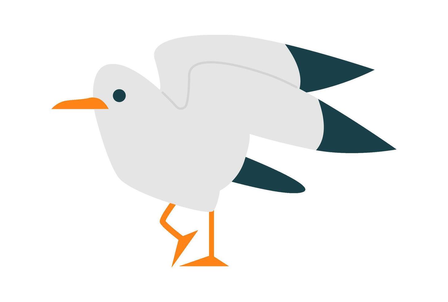 Seagull bird fly flat icon Freedom Open wings Icon vector