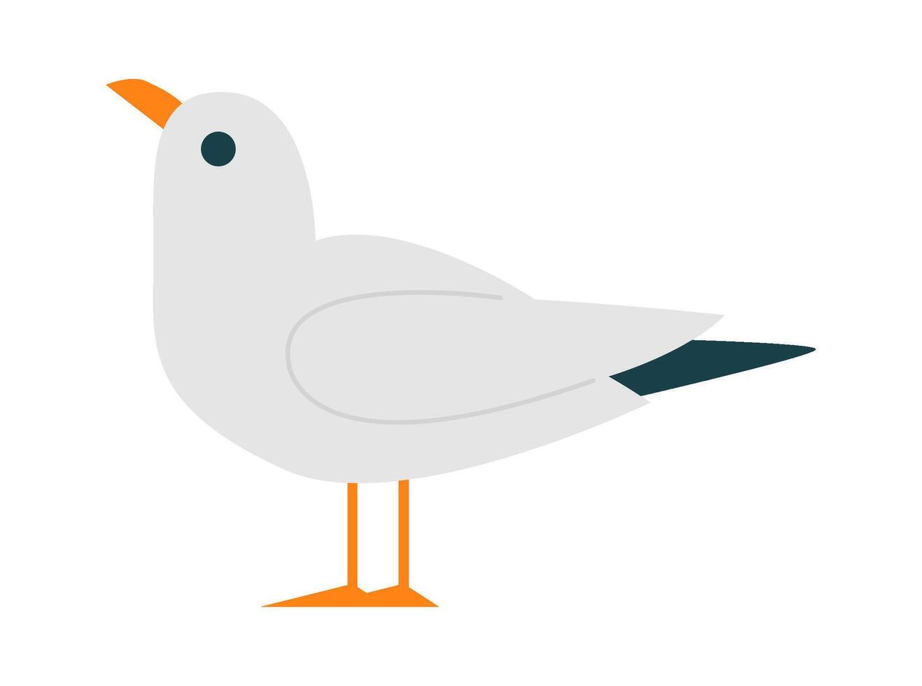 Cute cartoon seagull bird flat icon Black and white feathers Icon vector