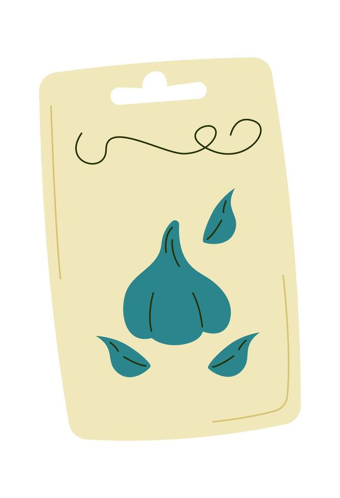 Garlic seeds in plastic package flat icon Agriculture vector