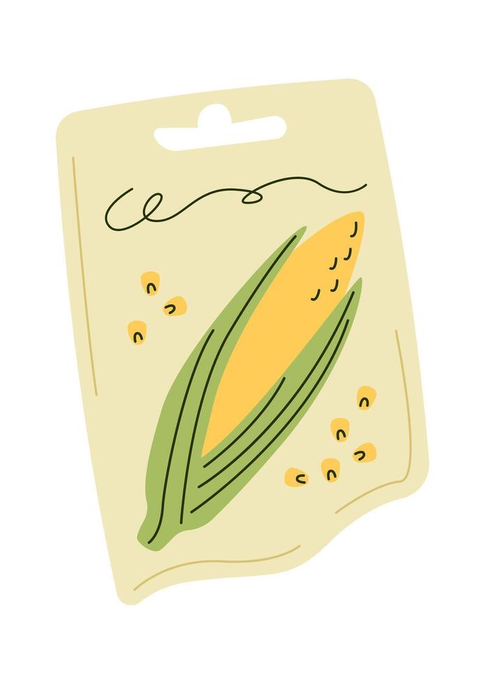 Corn kernel in plastic package flat icon vector