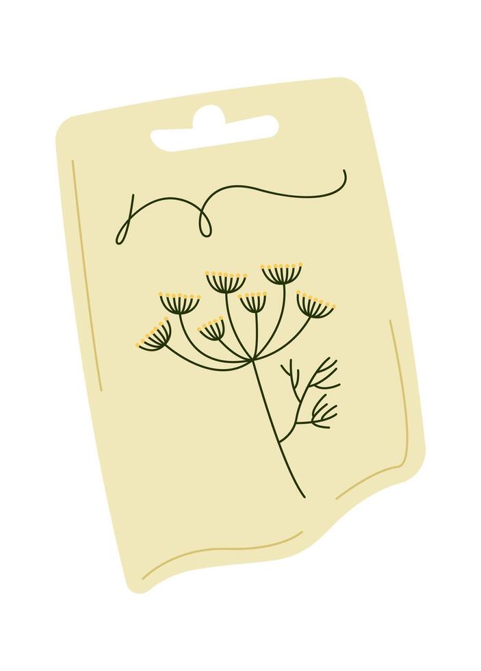 Dill seeds in plastic package flat icon vector