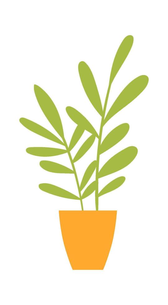 Houseplant in ceramic pot flat icon Greenhouse Flat Illustration Hand Drawn Icon vector