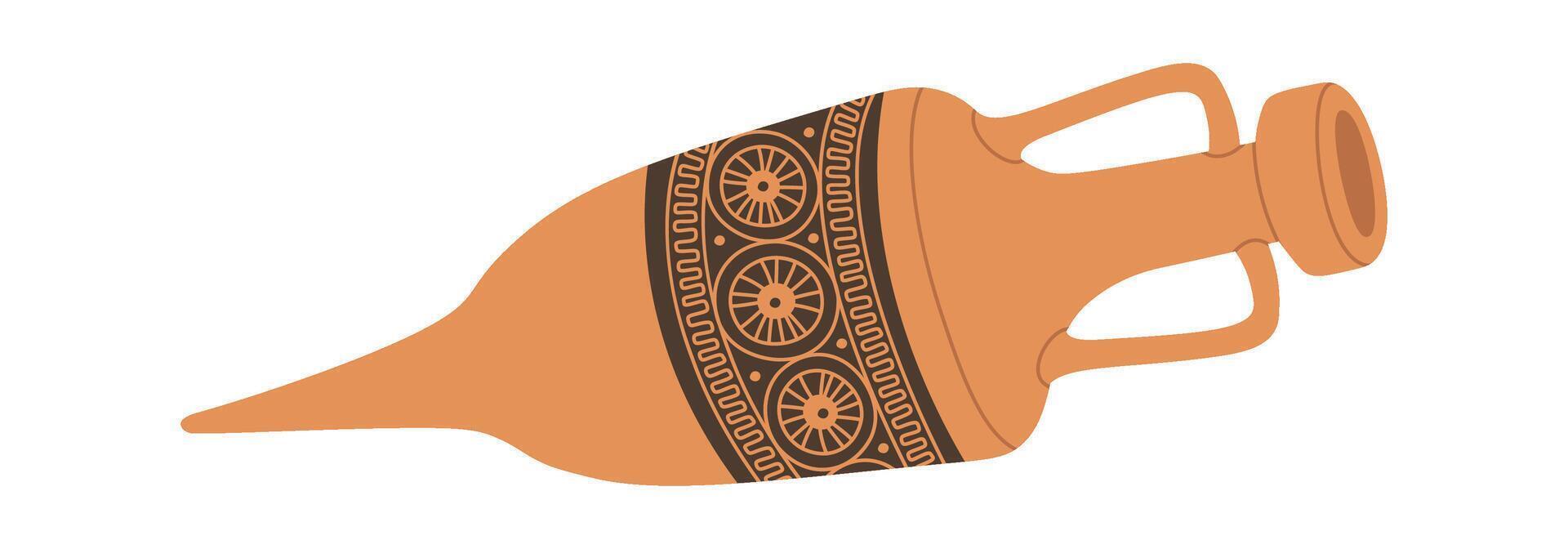 Ancient greece brown amphora flat icon Broken old pottery vector