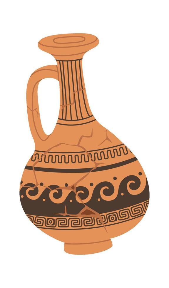Old cracked ceramic potty flat icon vector