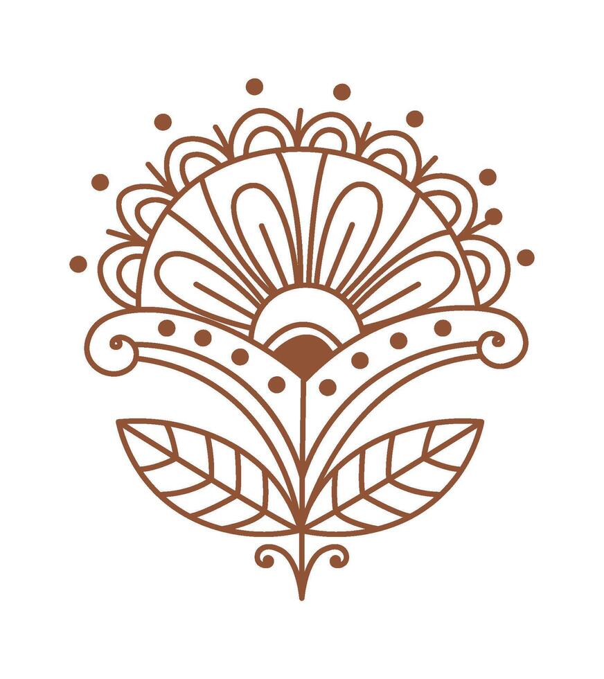 Mehendi flat icon Indian body art and temporary skin decoration Flat Illustration Icon vector