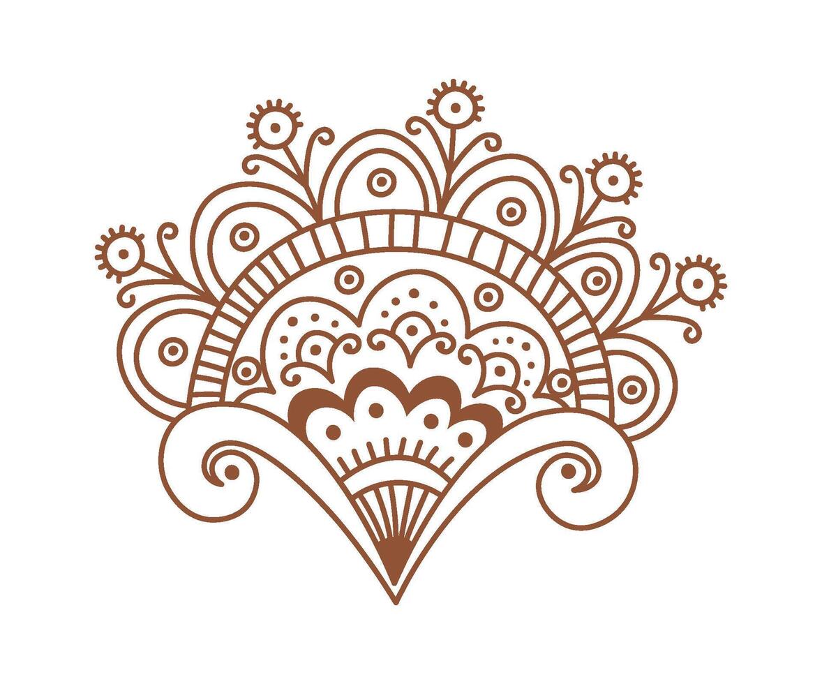 Mehendi flat icon Indian body art and temporary skin decoration Drawn vector