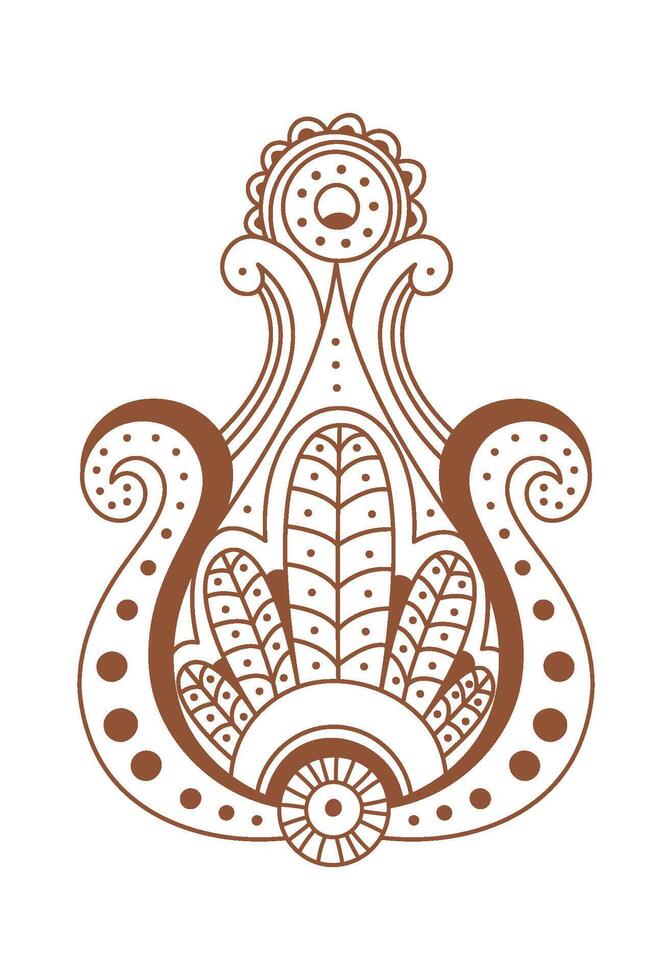 Flat Illustration Mehendi flat icon Indian body art and temporary skin decoration vector