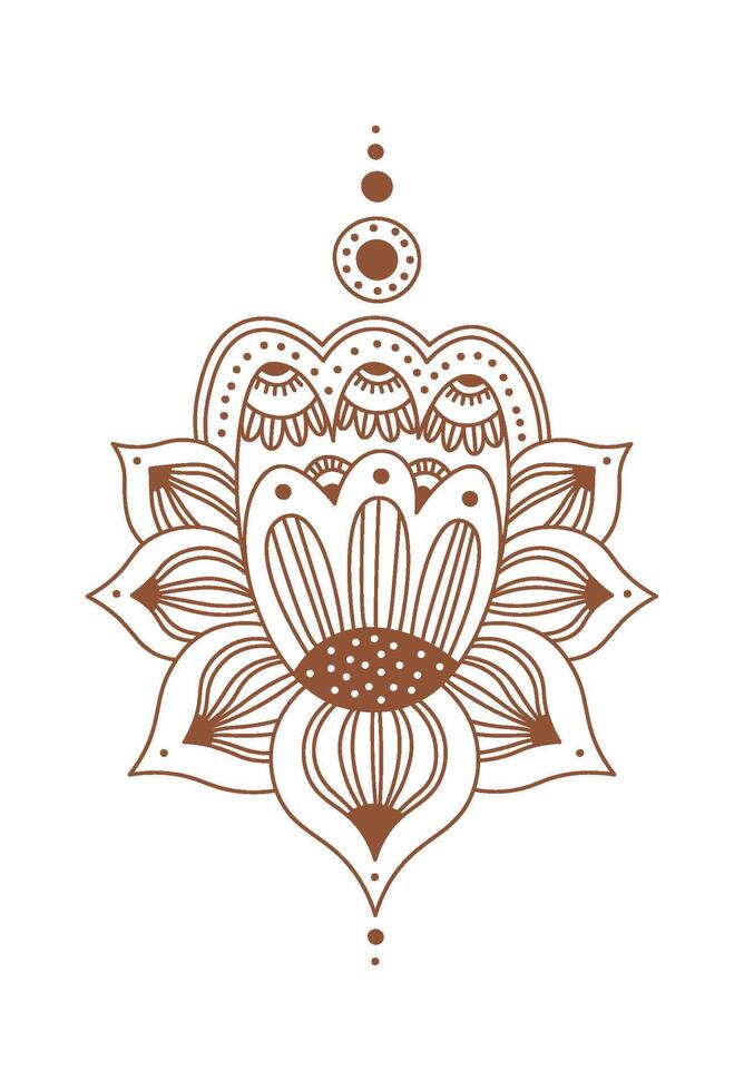 Flat Illustration Icon Mehendi flat icon Indian body art and temporary skin decoration vector