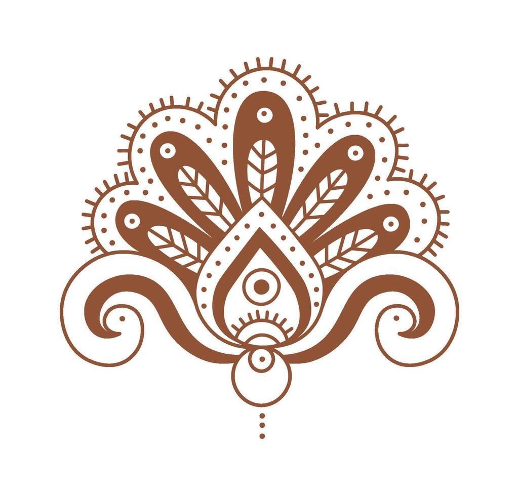 Flat Illustration Hand Drawn Icon Mehendi flat icon Indian body art and temporary skin decoration vector