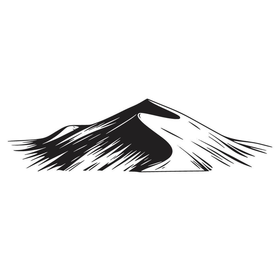 A striking black and white illustration of a desert dune landscape with shadows vector