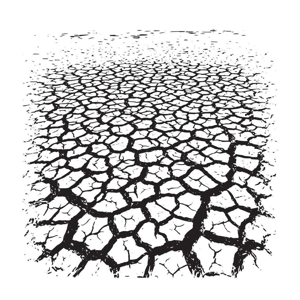 Abstract perspective of cracked earth surface depicting drought and environmental concerns vector