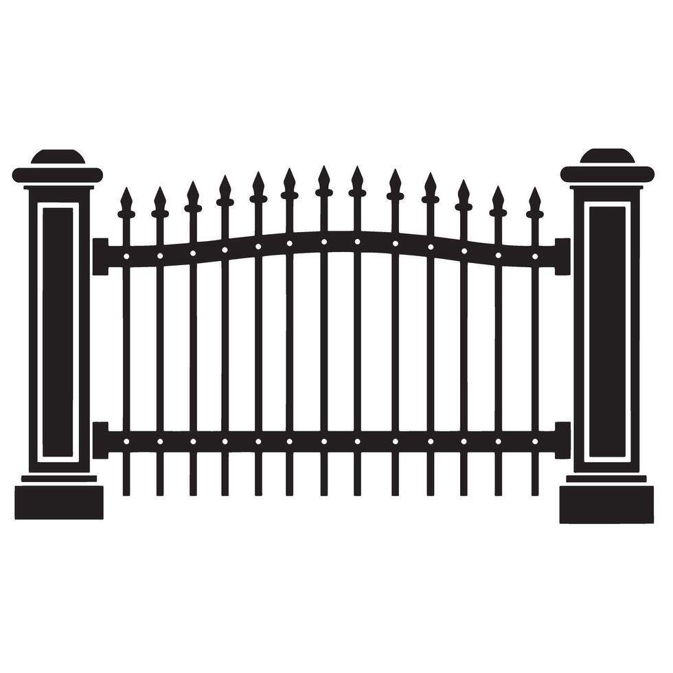 Black and white illustrated iron gate graphic design suitable for various projects vector