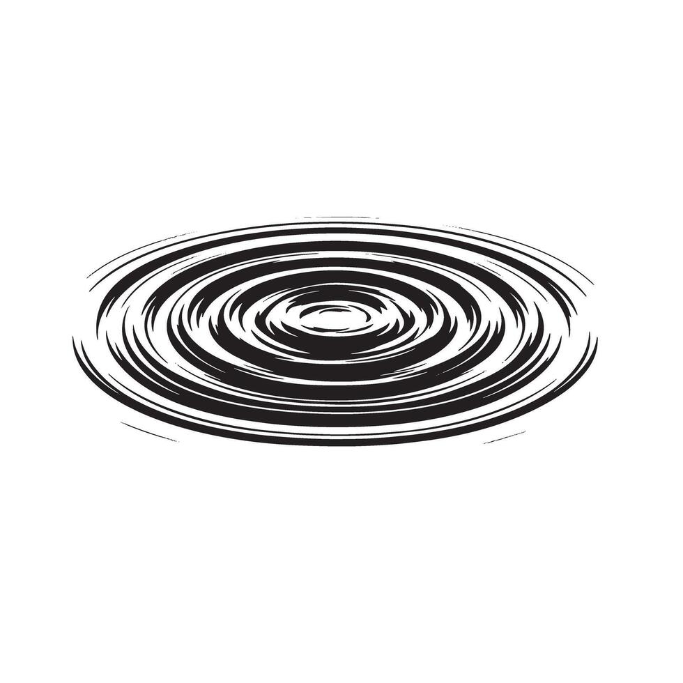 Circular water ripples illustration in black and white simple effect design isolated vector
