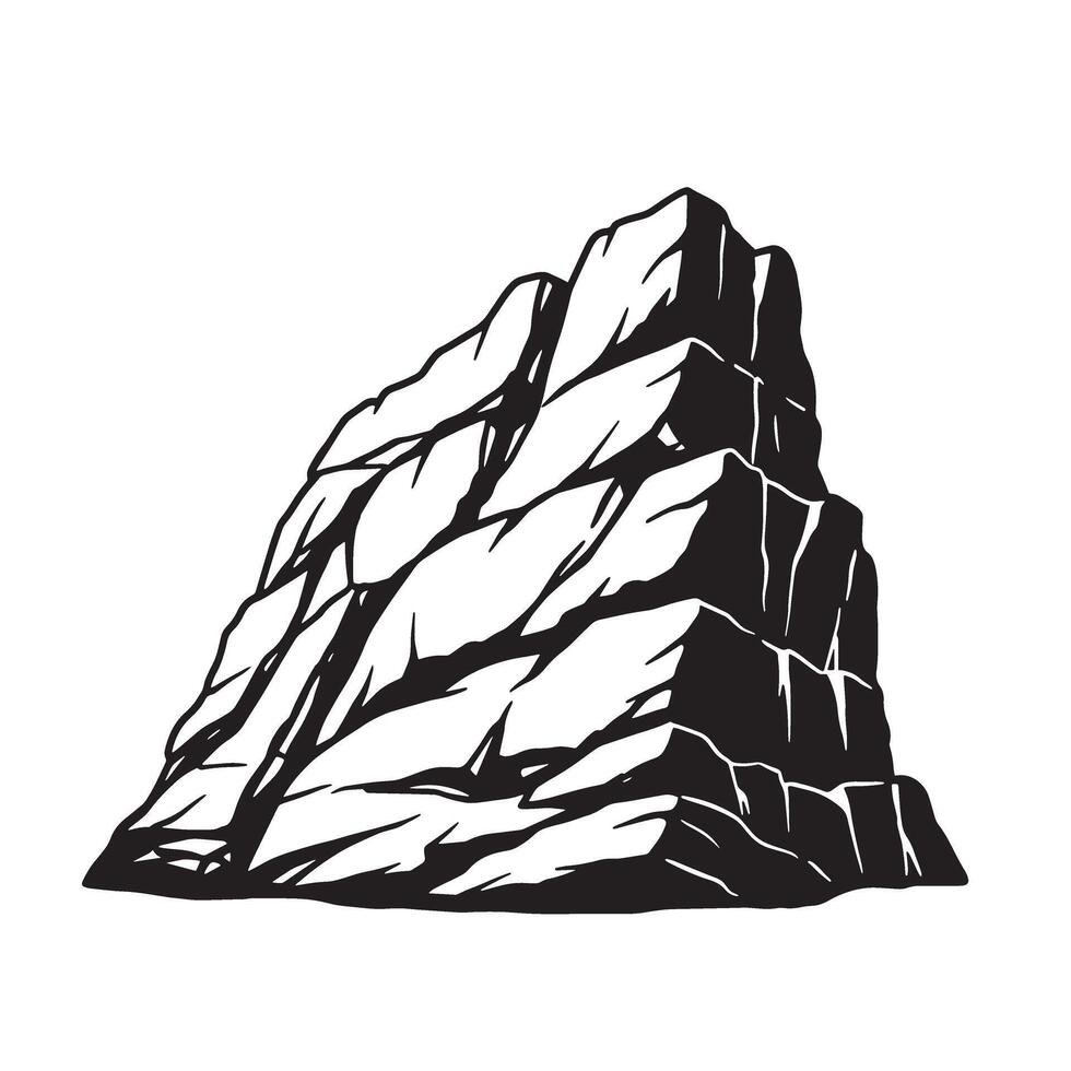 Isolated black and white illustration of a mountain range representing nature and adventure vector