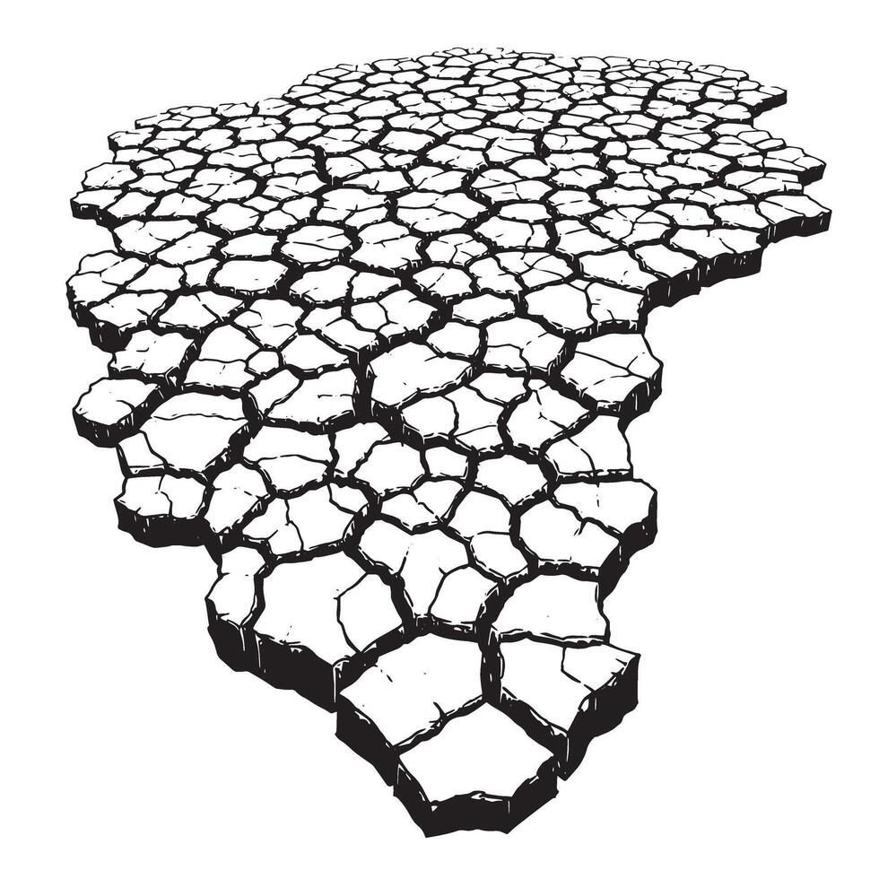 Textured illustration of dried and cracked earth surface representing aridity or drought conditions vector