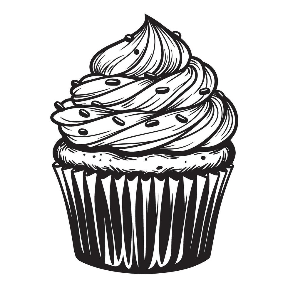 Swirl frosted cupcake with sprinkles frosting dessert vector