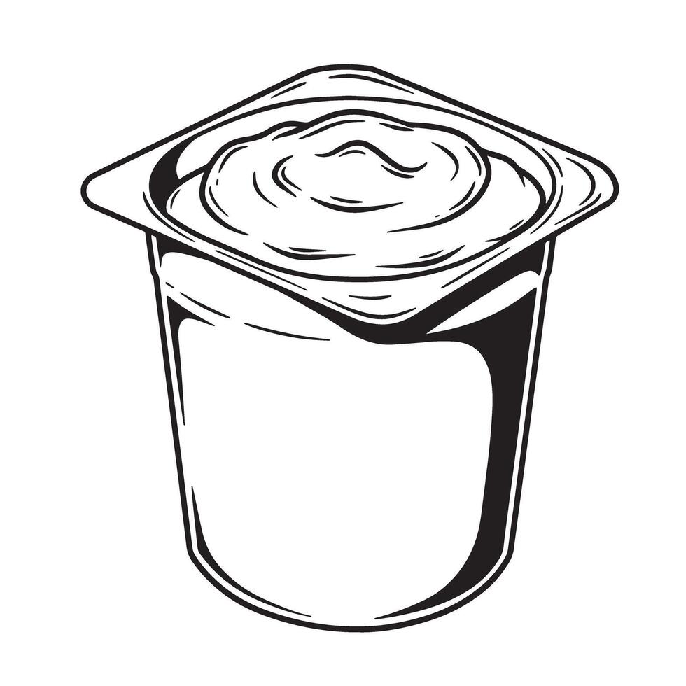 Creamy yogurt container vintage art food dairy vector