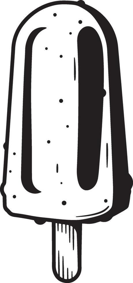 Black and white popsicle with dots and stick ice pop frozen treat vector