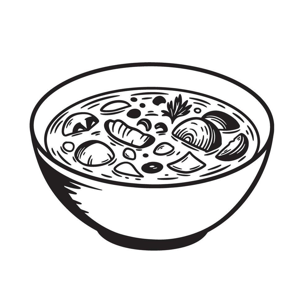 Hearty mushroom soup in a bowl mushrooms parsley vector