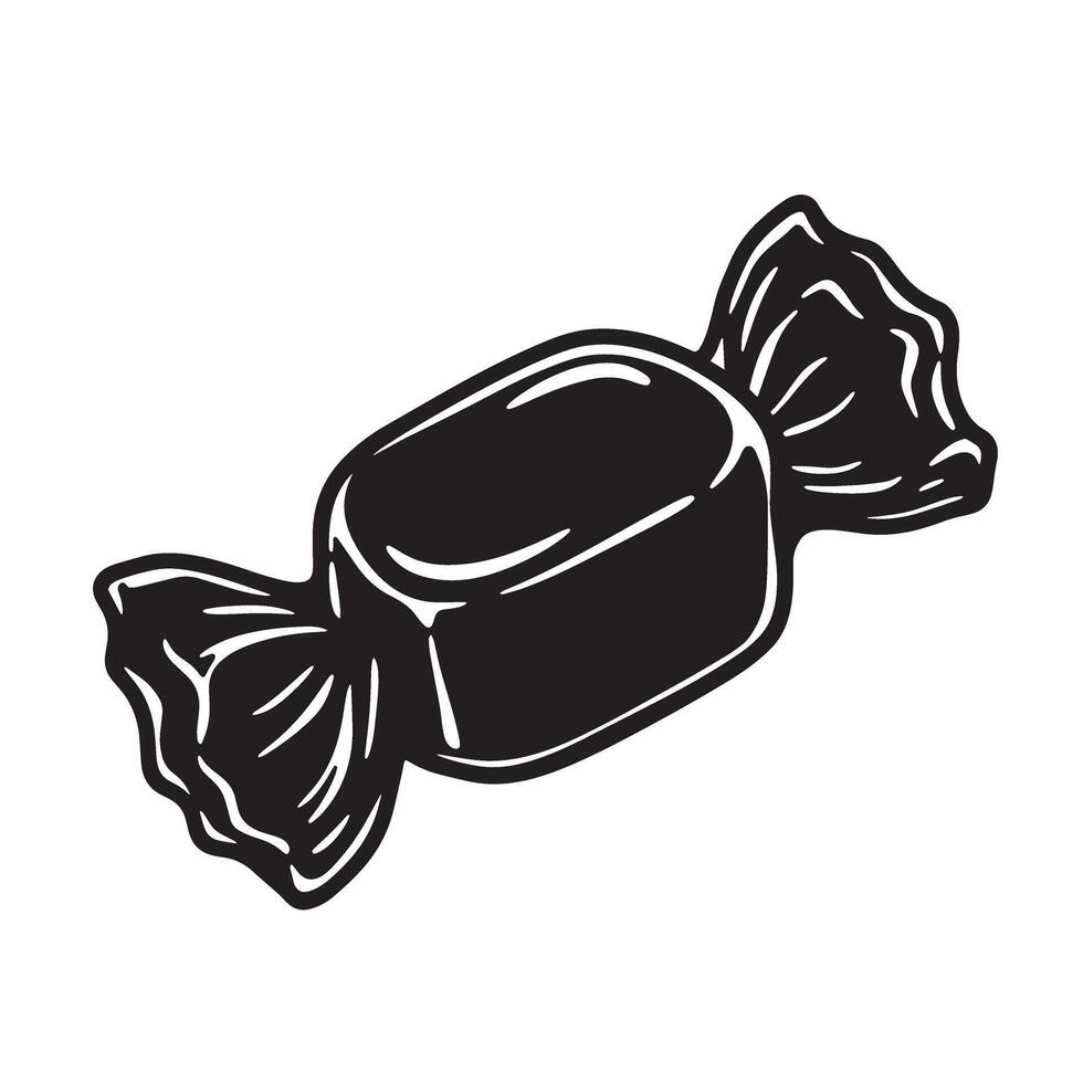 Black wrapped candy with white highlights sweet treat vector