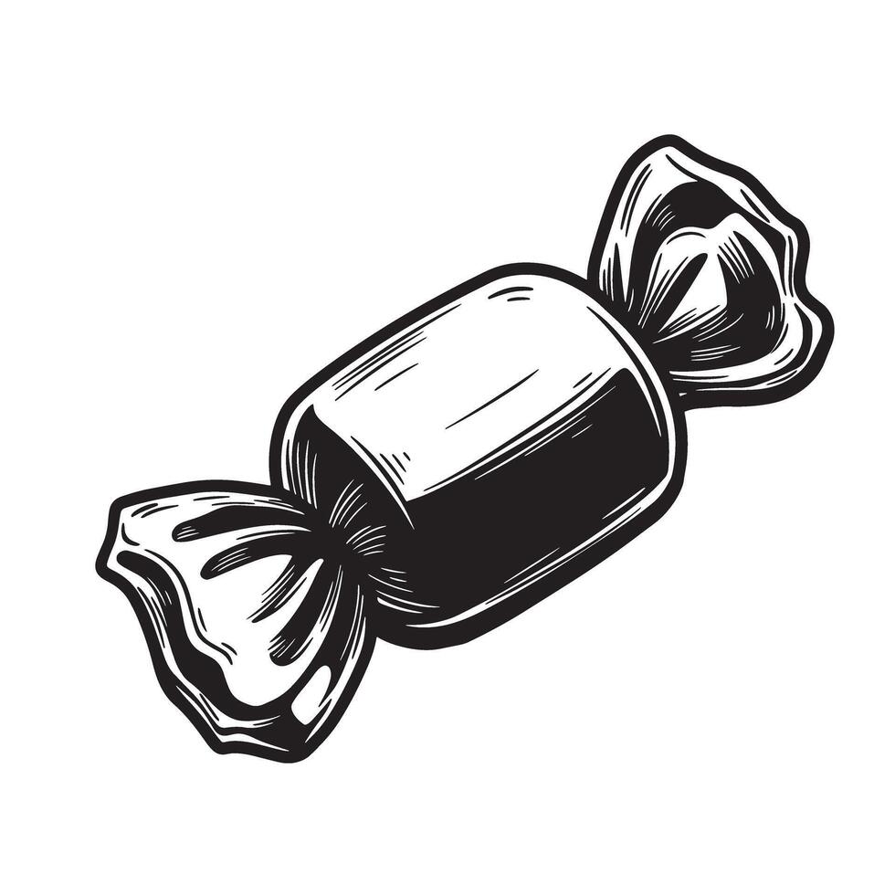 Black and white wrapped candy illustration sweet confection vector