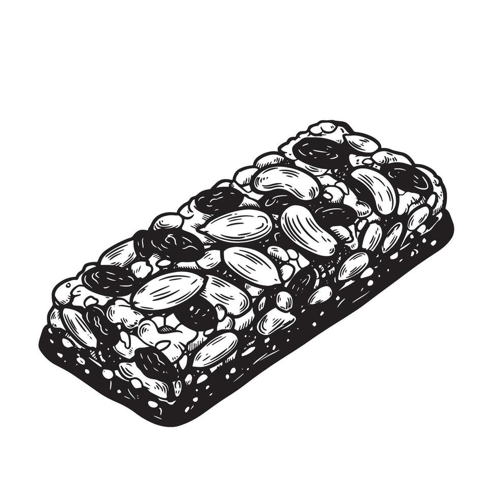 Nutty bar with almonds and raisins nuts dried fruit vector