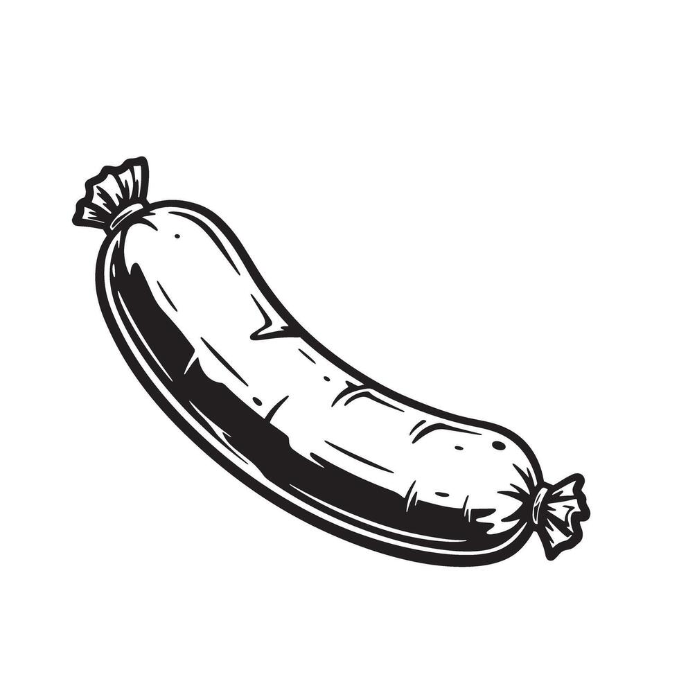 Sausage meat food illustration black and white vector