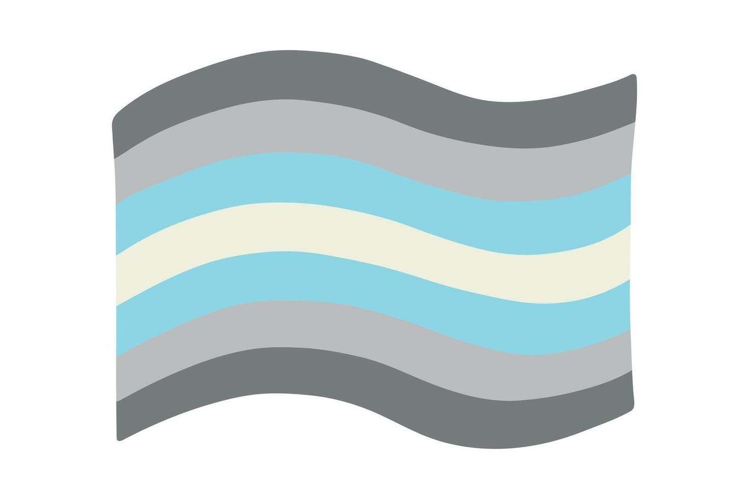 two Colorful Demiboy pride flag Happy pride day LGBTQ community Pride Month hand drawn doodle for posters, stickers, logo, cards vector