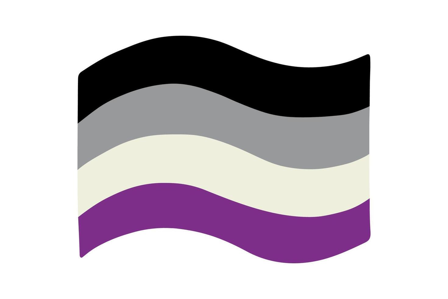 two Colorful Asexual pride flag Happy pride day LGBTQ community Pride Month hand drawn doodle for posters, stickers, logo, cards vector