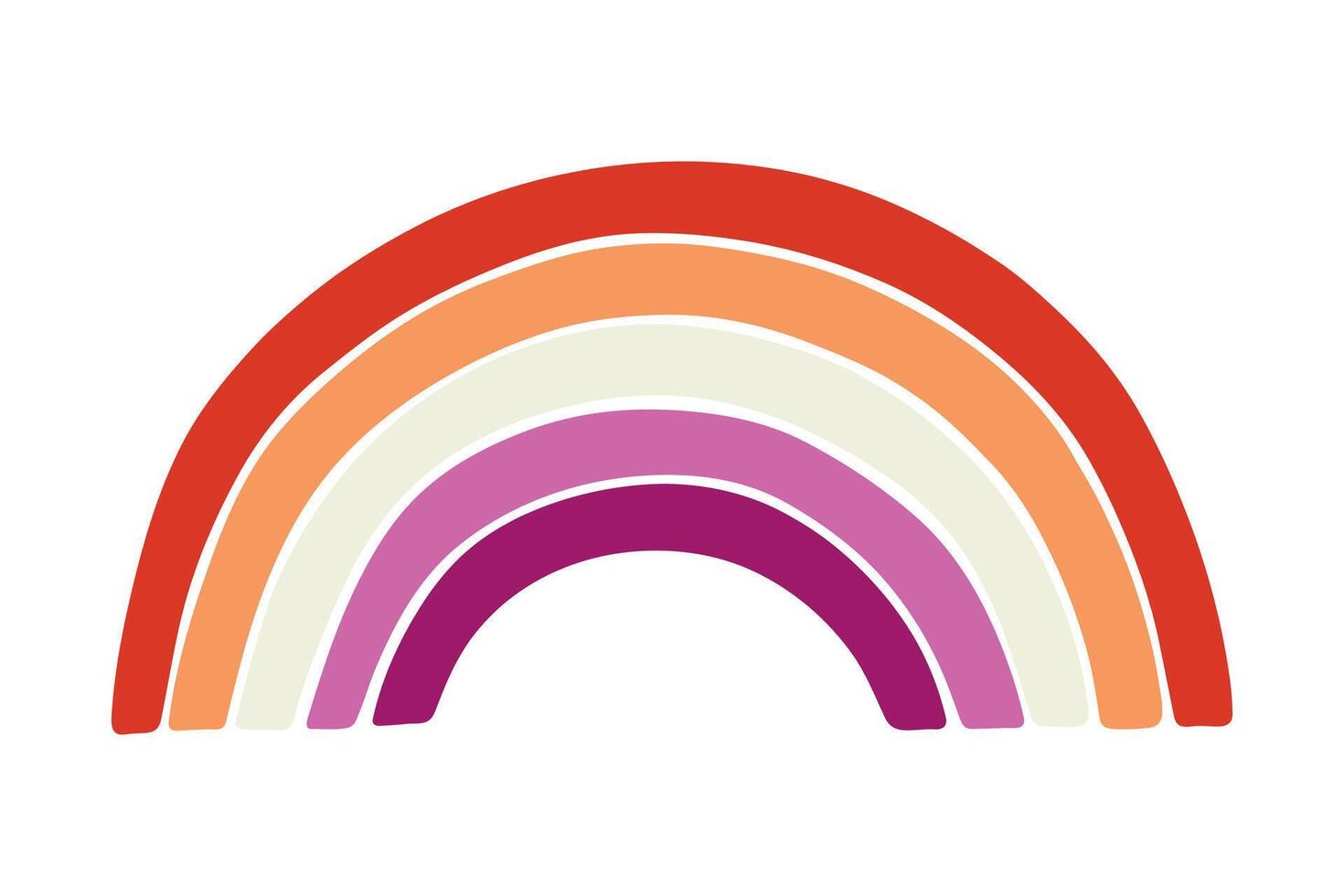 Colorful rainbow shape Lesbian pride flag two Happy pride day LGBTQ community Pride Month hand drawn doodle for posters, stickers, logo, cards vector