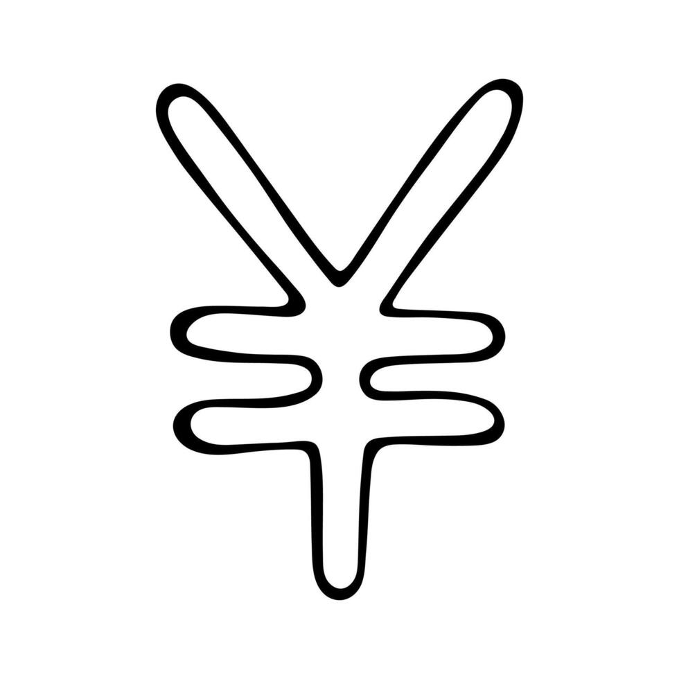 thirty-two Hand drawn yen currency symbol. Brush stroke doodle. Single element for design vector
