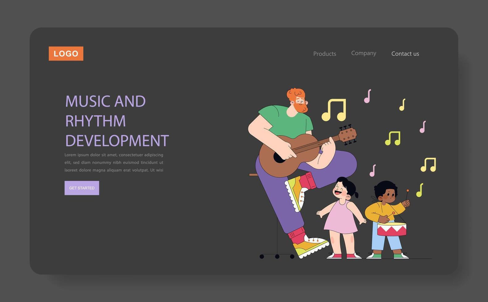 Music and Rhythm Development with Happy Children vector