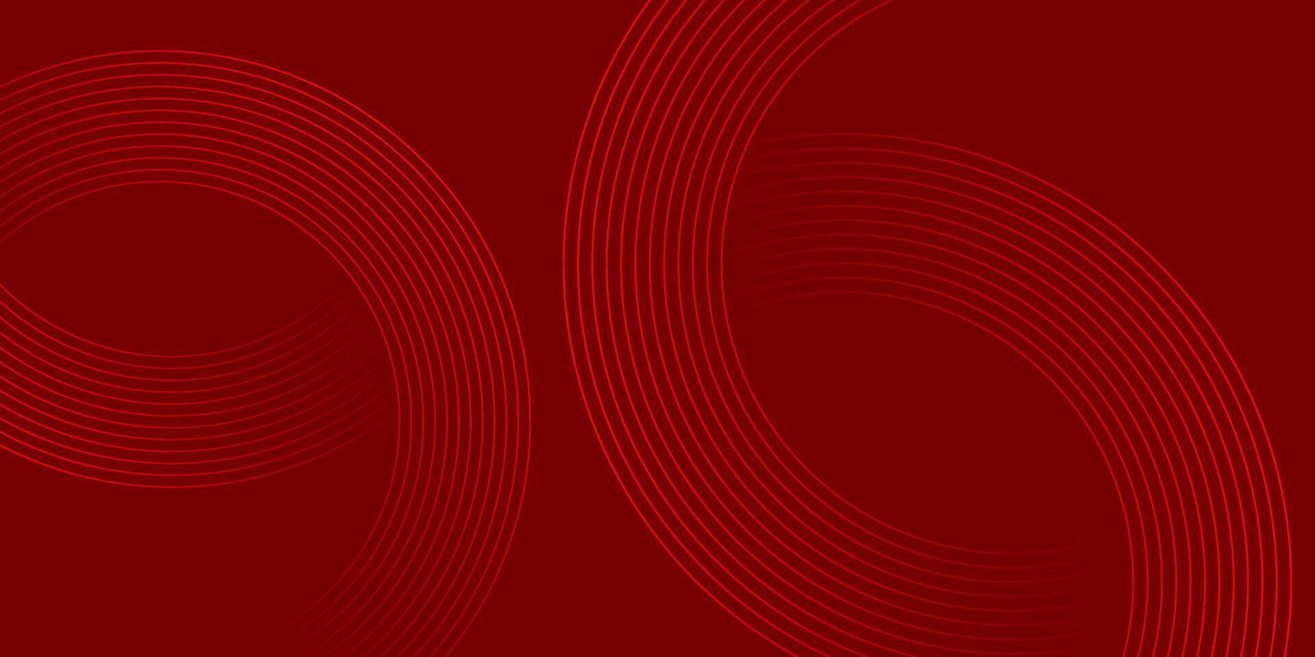 Dark red wave background with modern circular lines. vector