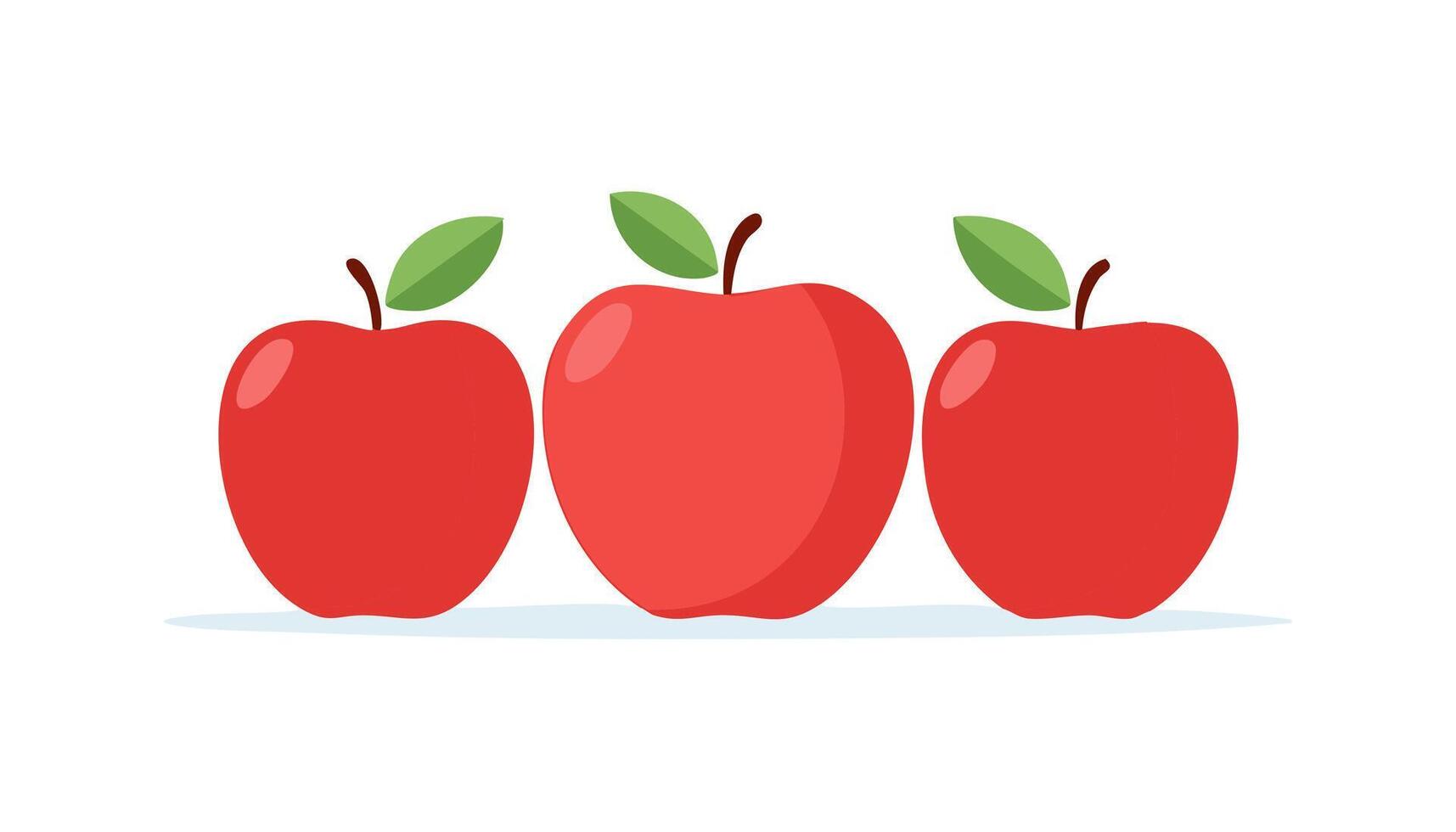 Fresh red apples with simple shading and flat design, isolated on clean white. vector
