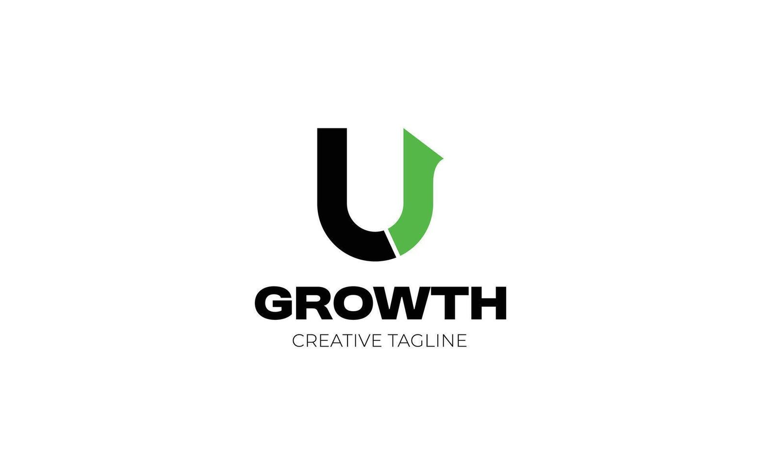 Letter U minimalist growth with arrow up vector