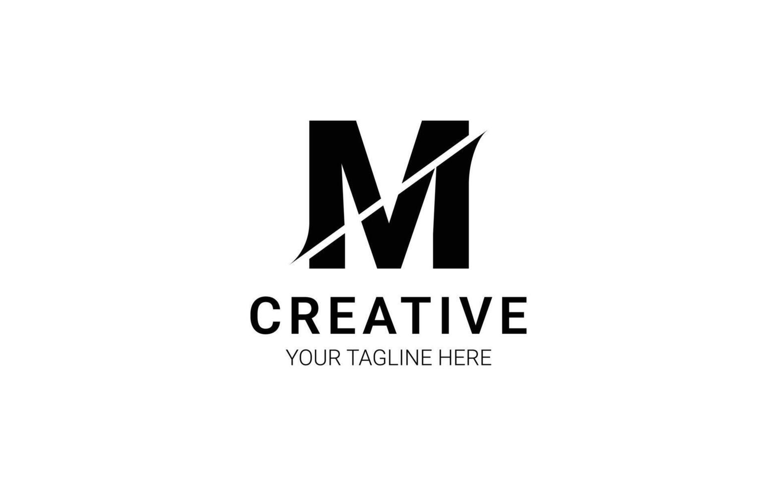 Letter M simple and minimalist slice effect logo for your brand vector