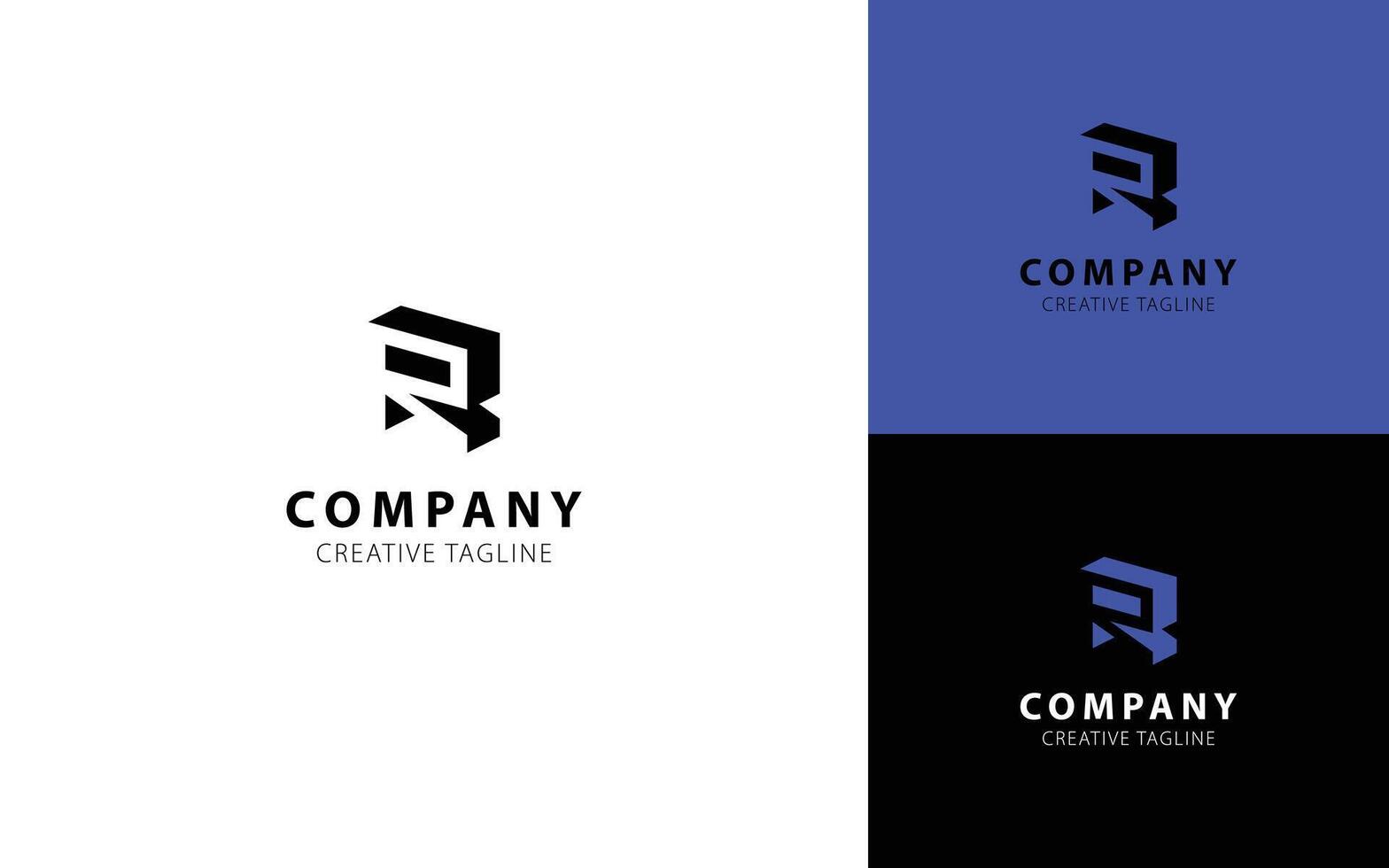 Letter R 3D logo design with isometric top-left view for your brand vector