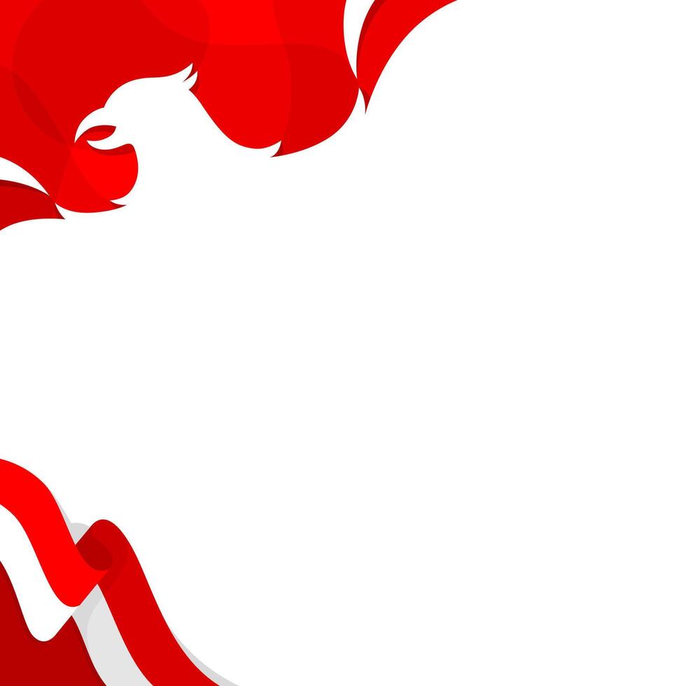 Abstract red and white copy space background with side profile of an eagle and an Indonesian flag suitable for celebrate events or important days related to Indonesia vector