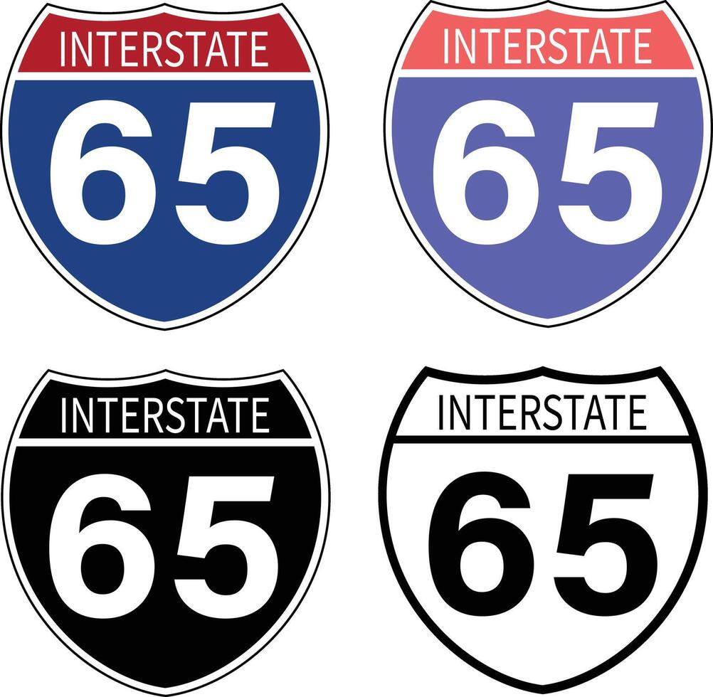Interstate highway 65 road icon. Interstate highway 65 road sign. black Interstate highway 65 road symbol. flat style. vector