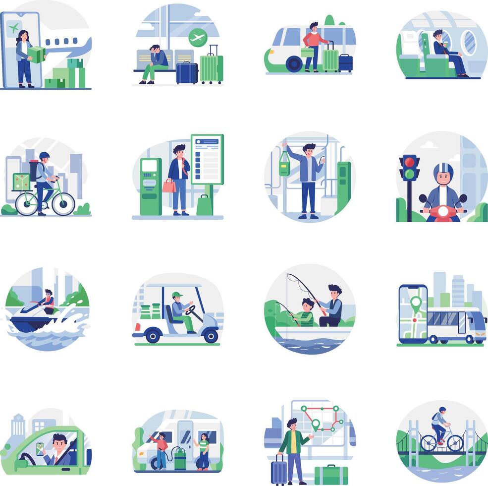 Illustration of various transport methods vector