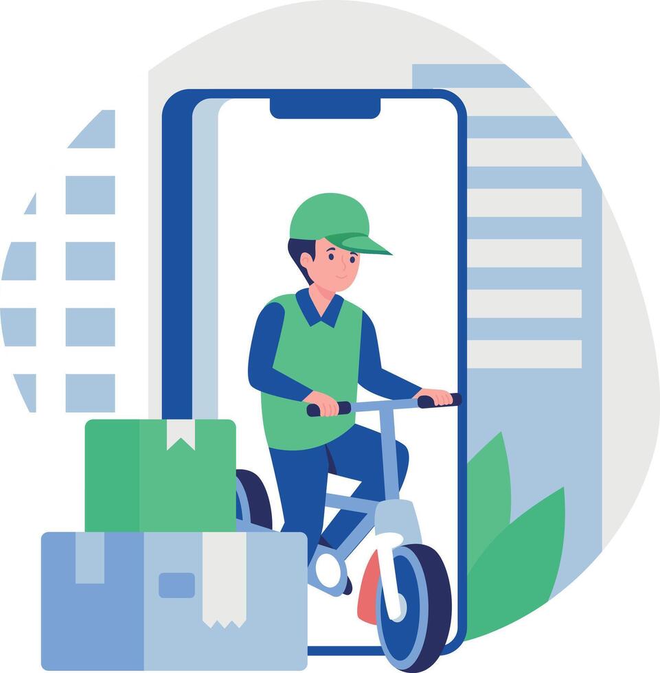 Delivery person on a bicycle vector