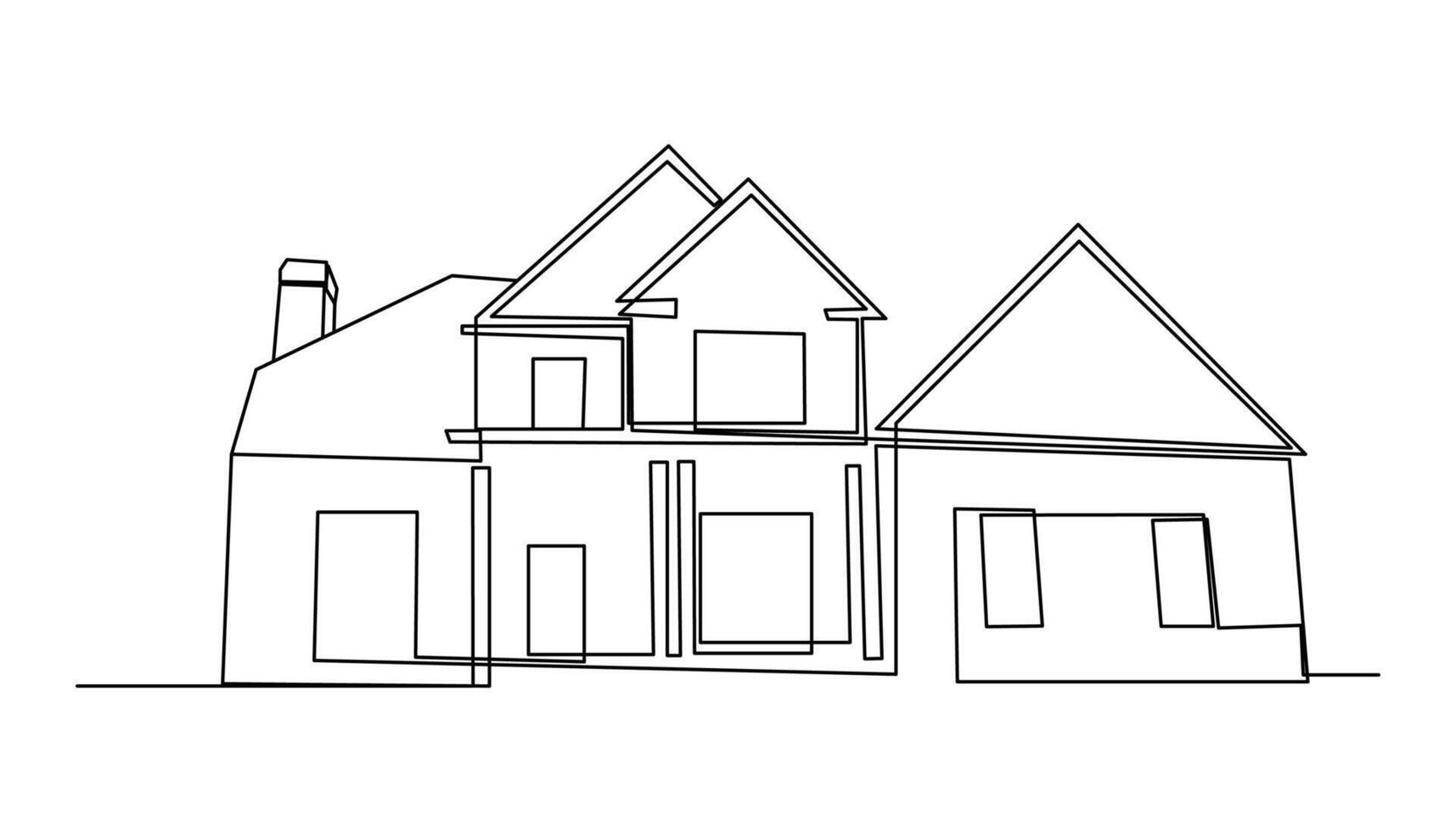continuous line simple house.one line drawing of housing, real estate, property. vector