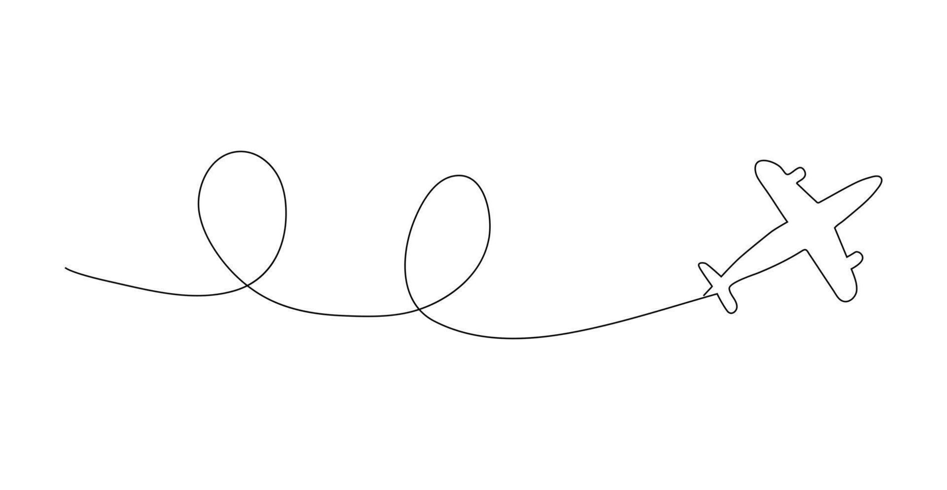 Airplane path in One Continuous line drawing, Business Concept of world travel and international flight airline. vector