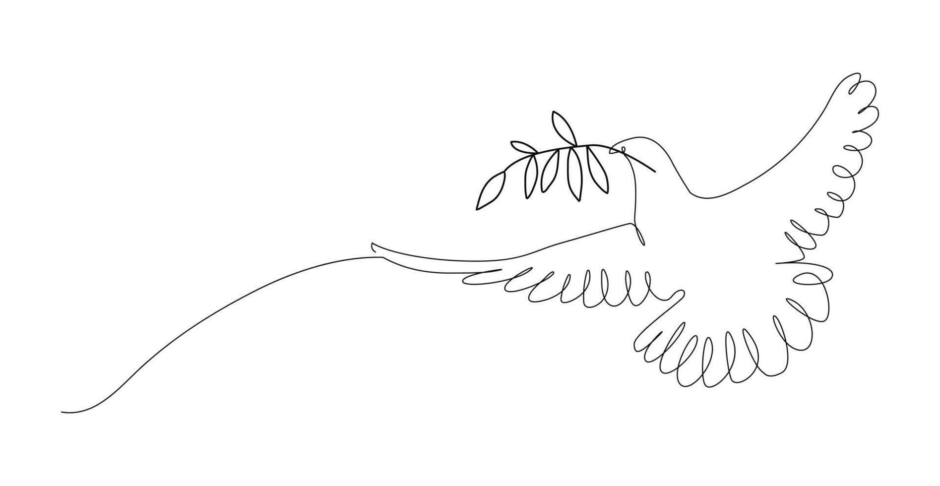 White dove in one continuous line drawing. vector