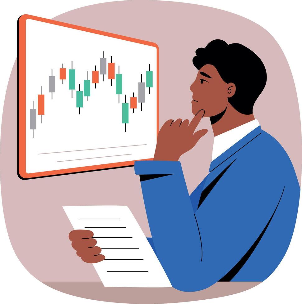 Businessman analyzing stock chart vector