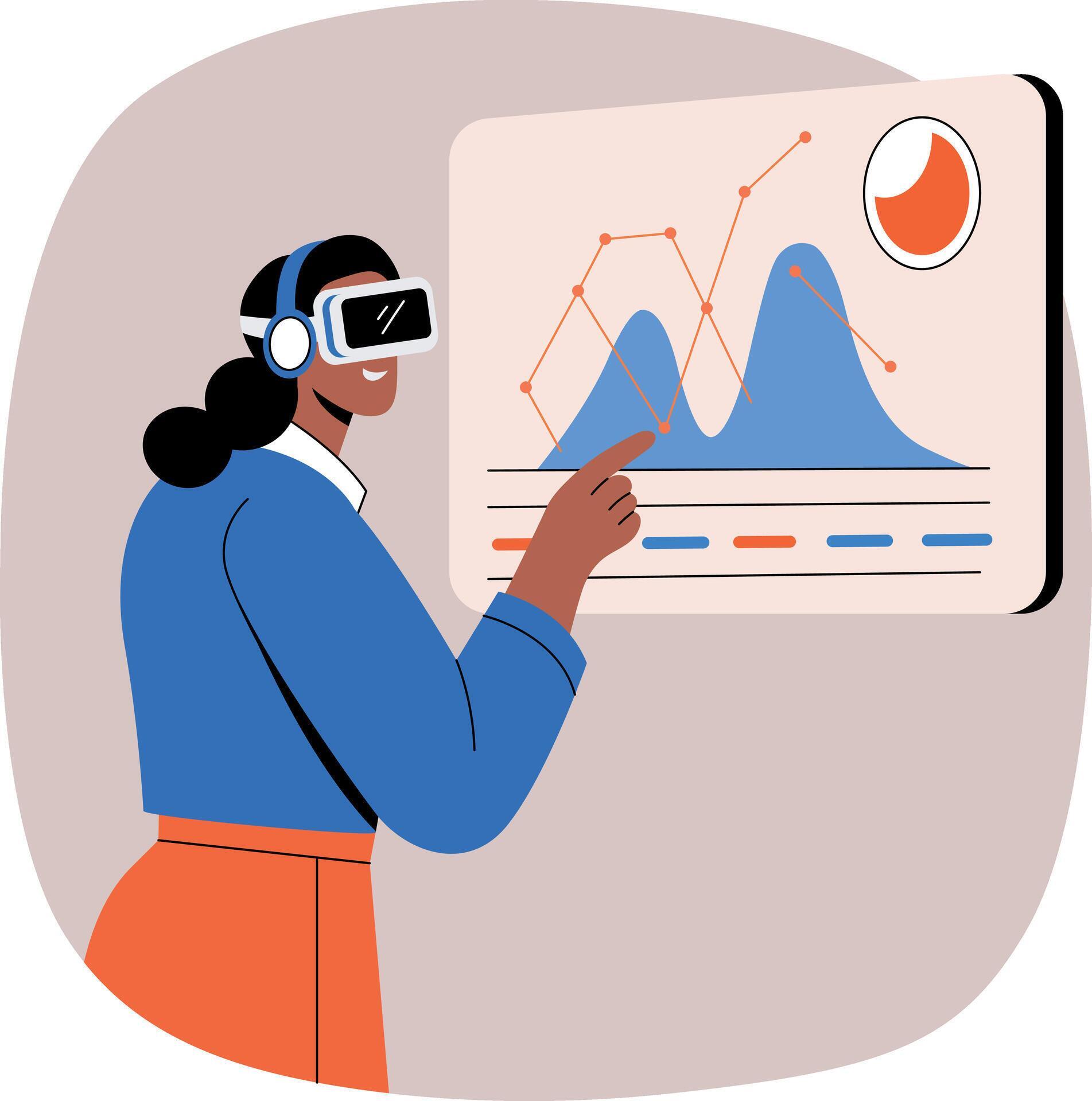 Virtual Reality Analytics with Data Visualization 68229692 Vector Art ...
