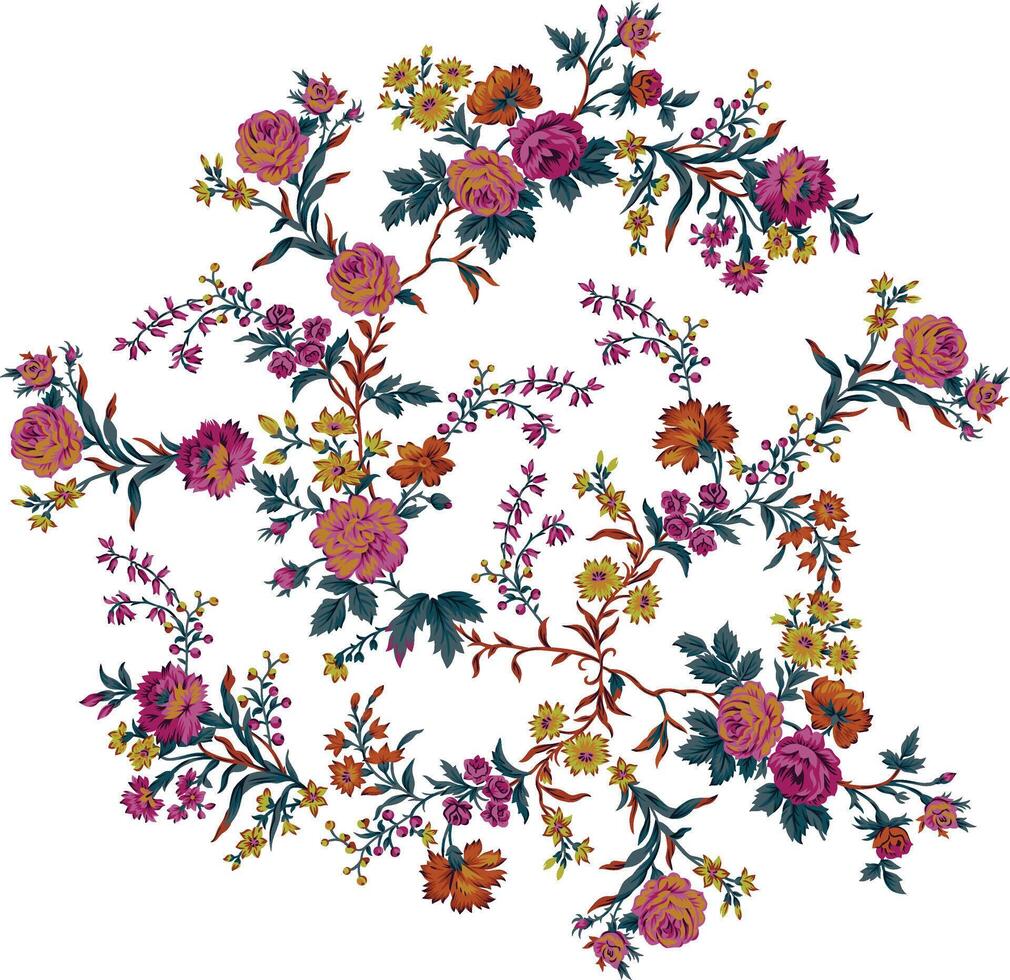 Colorful floral design pattern for textiles vector