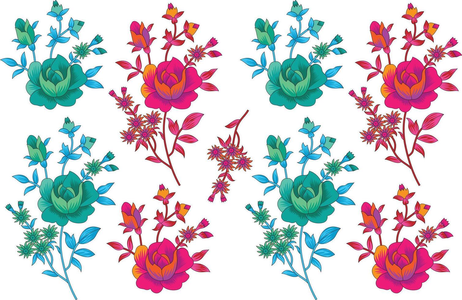 Colorful floral pattern with plants and flowers vector